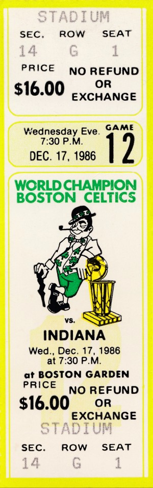 1986 boston celtics indiana pacers ticket stub art 1